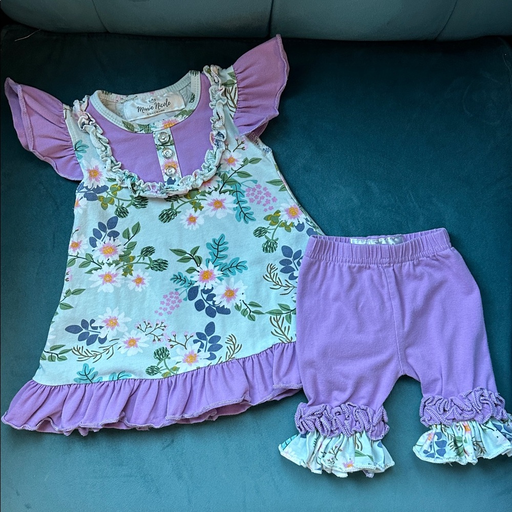 Marie Nicole Floral Dress and Ruffle Shorts Set